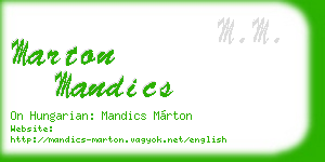 marton mandics business card